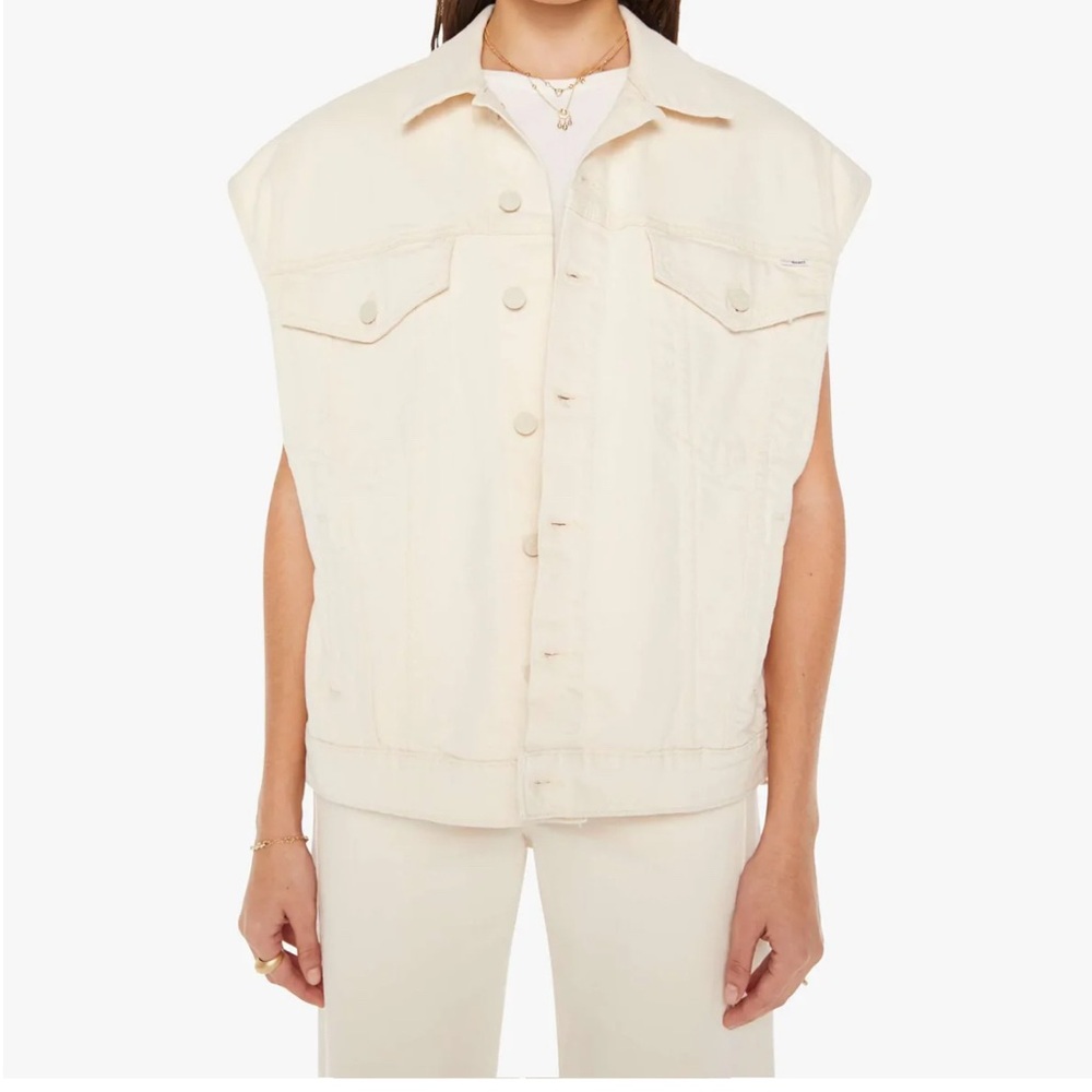 MOTHER DENIM
The Drifter poncho cap sleeve denim jacket/vest